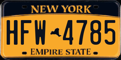 NY license plate HFW4785