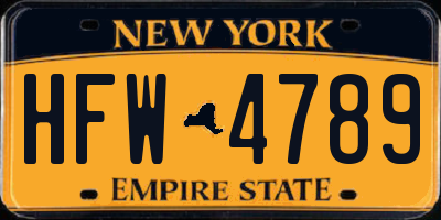NY license plate HFW4789