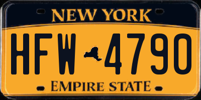 NY license plate HFW4790