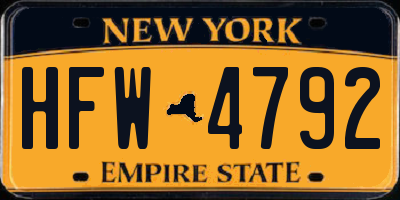 NY license plate HFW4792