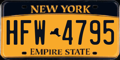 NY license plate HFW4795