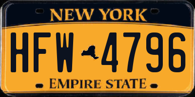 NY license plate HFW4796