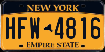 NY license plate HFW4816