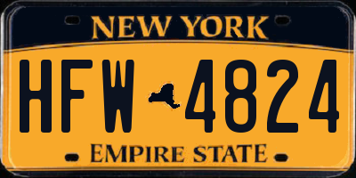 NY license plate HFW4824