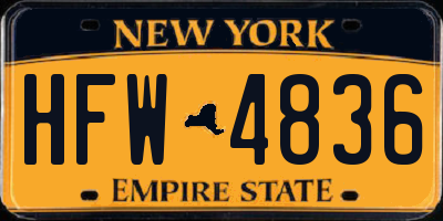 NY license plate HFW4836