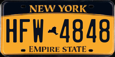NY license plate HFW4848