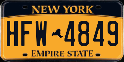 NY license plate HFW4849