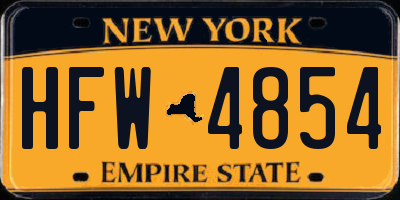 NY license plate HFW4854