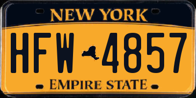 NY license plate HFW4857