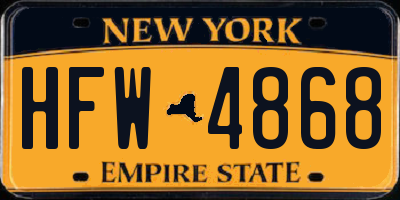 NY license plate HFW4868