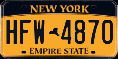 NY license plate HFW4870