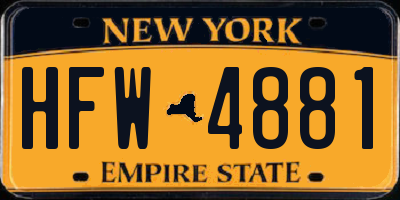 NY license plate HFW4881