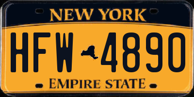 NY license plate HFW4890