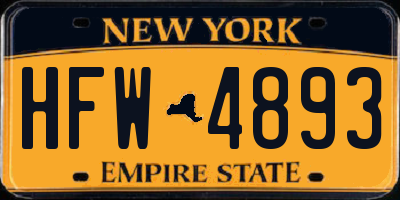 NY license plate HFW4893