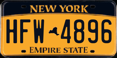 NY license plate HFW4896
