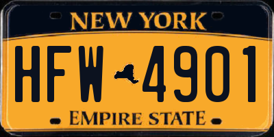 NY license plate HFW4901