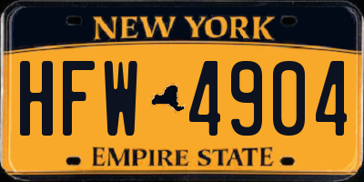 NY license plate HFW4904