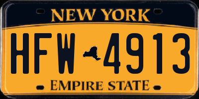NY license plate HFW4913