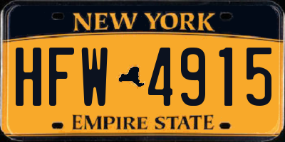 NY license plate HFW4915