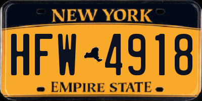 NY license plate HFW4918