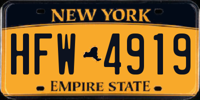 NY license plate HFW4919