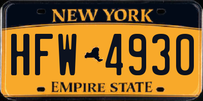 NY license plate HFW4930