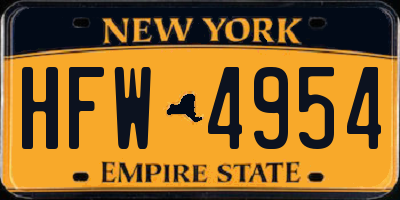 NY license plate HFW4954