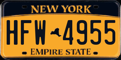 NY license plate HFW4955