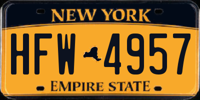 NY license plate HFW4957