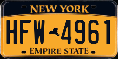 NY license plate HFW4961