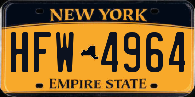 NY license plate HFW4964