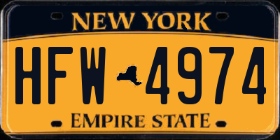 NY license plate HFW4974