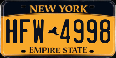NY license plate HFW4998