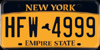 NY license plate HFW4999