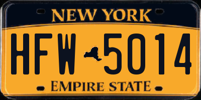 NY license plate HFW5014