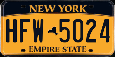 NY license plate HFW5024