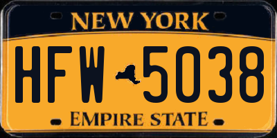 NY license plate HFW5038