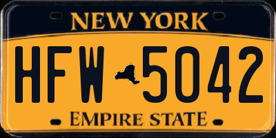 NY license plate HFW5042