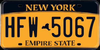 NY license plate HFW5067