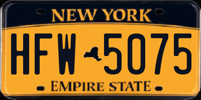 NY license plate HFW5075