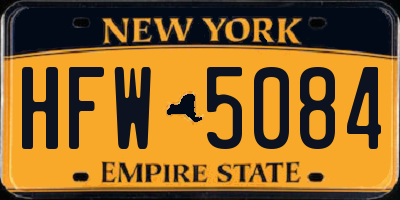 NY license plate HFW5084