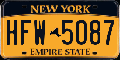 NY license plate HFW5087