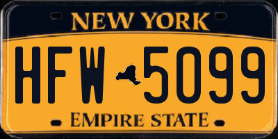 NY license plate HFW5099