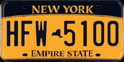 NY license plate HFW5100