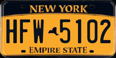 NY license plate HFW5102