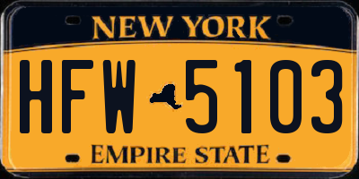 NY license plate HFW5103