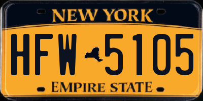 NY license plate HFW5105