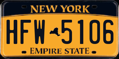 NY license plate HFW5106