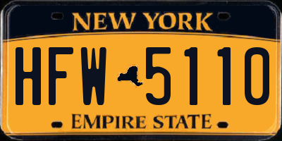 NY license plate HFW5110