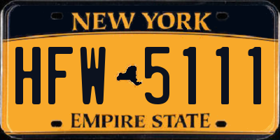 NY license plate HFW5111